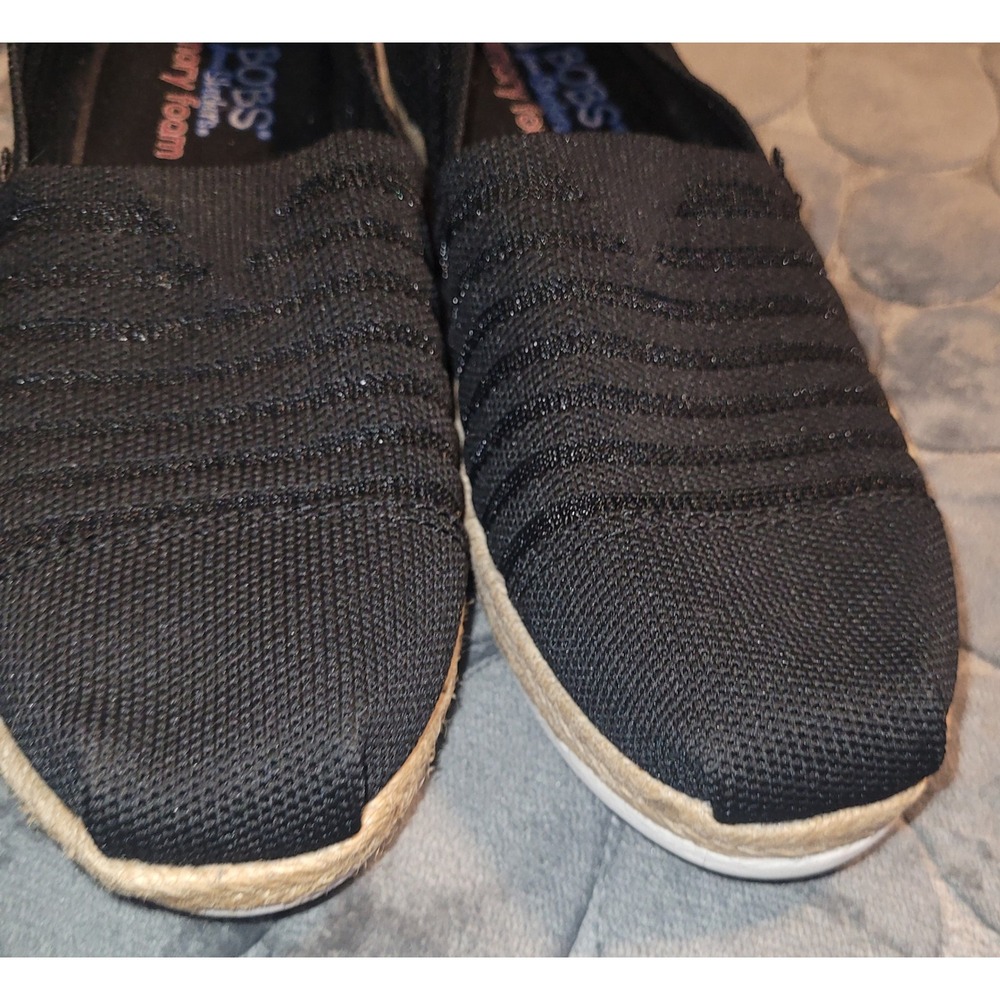 Skechers BOBS Highlights 2.0 Homestretch Black Knit Espadrille Flats Womens 7.5 - Picture 6 of 7